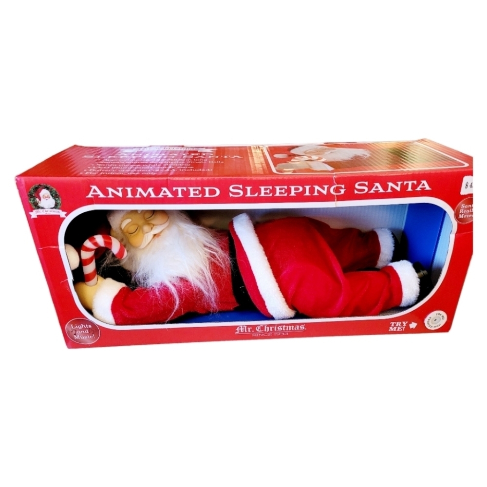 Mr. Christmas Animated Sleeping Santa with Lights and Music New in Box